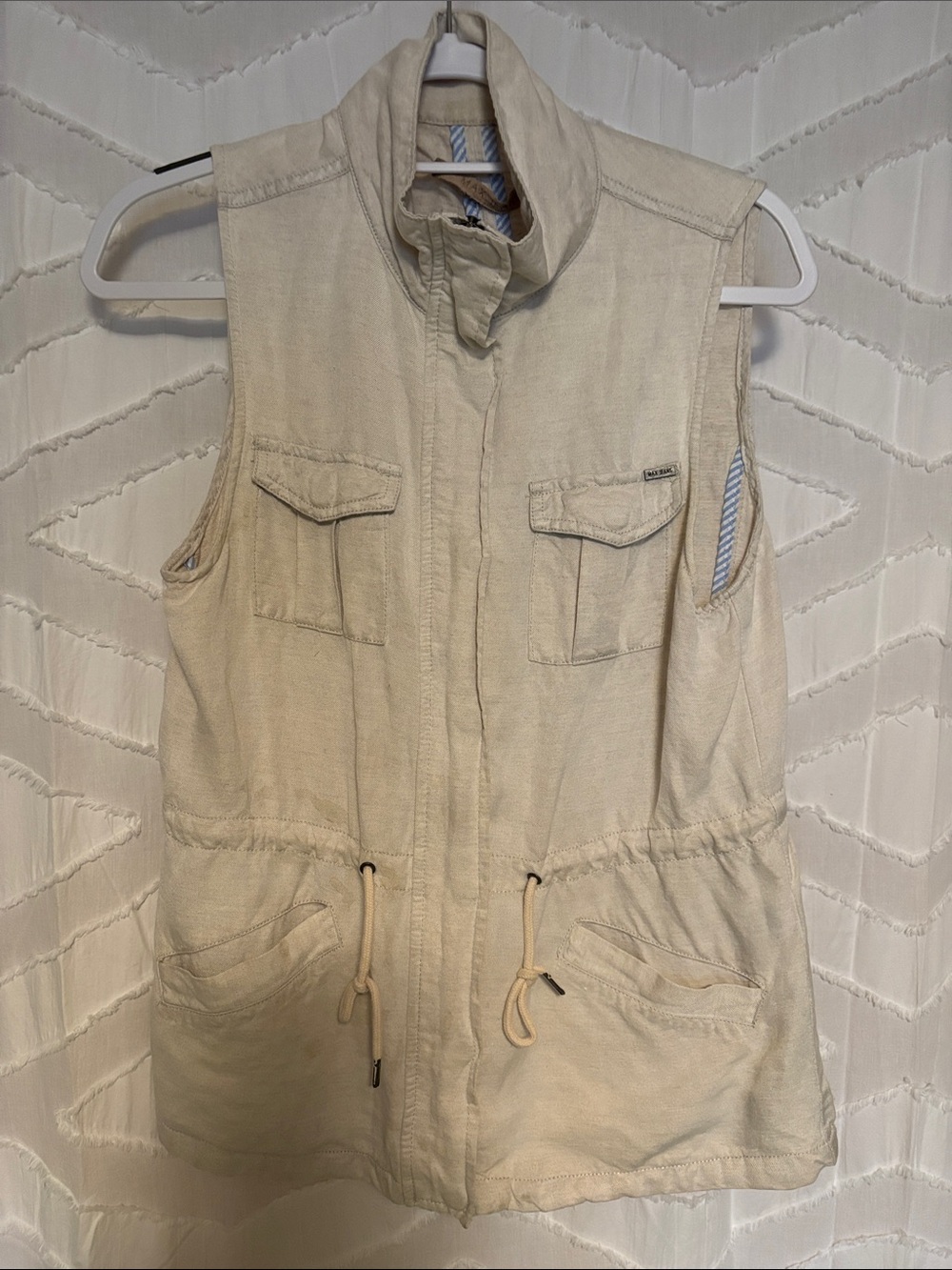 Max Jeans Cream Sleeveless Utility Vest